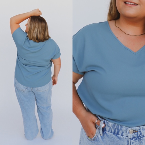 plus dusty blue top - Picture 3 of 3